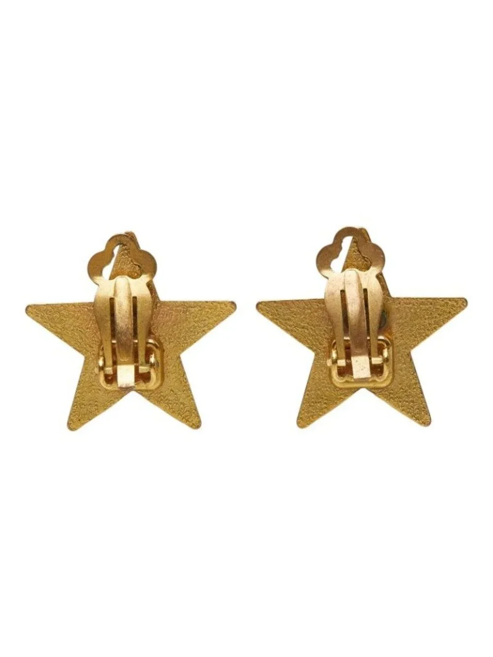 Chanel CC Logo Star Motif Earrings 01 Black Gold Plated